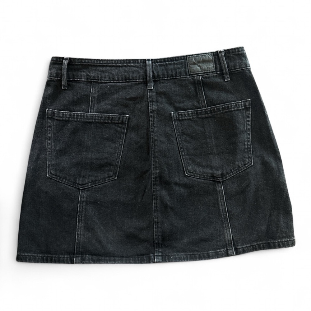 American Eagle Black Denim Button Up Mini Skirt Size 6 - Picture 3 of 5